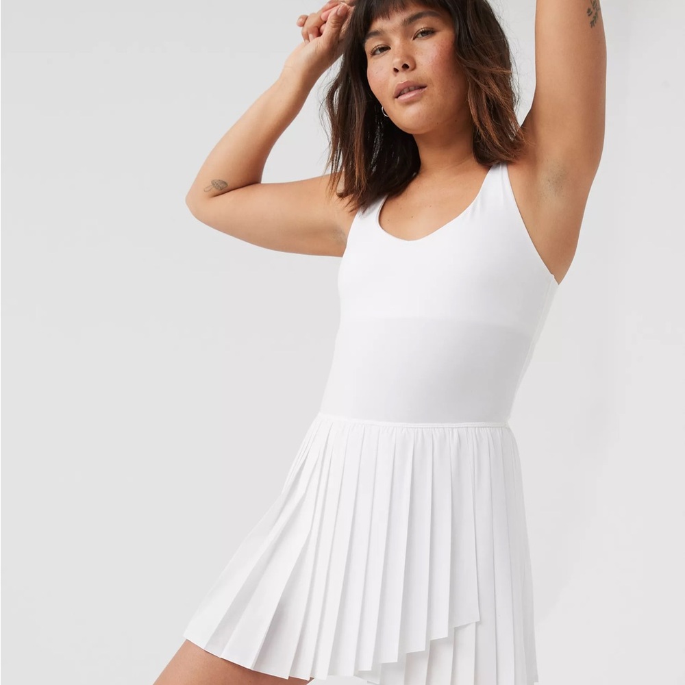 Offline Aerie Tiebreaker Pleated Dress Medium White Athletic Tennis Golf